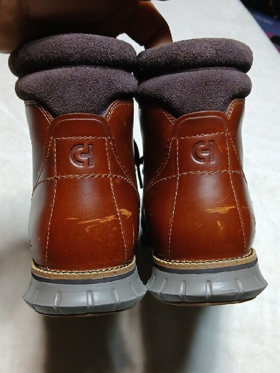 Cole Haan Men\'s Brown Leather Boots with Gray Sole Waterproof Size 10.5